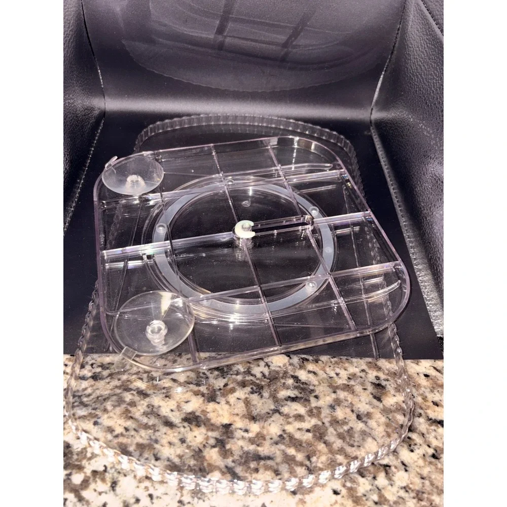 Rectangular Refrigerator Turntable Clear Rotating Lazy Susan Organizer 15.4in